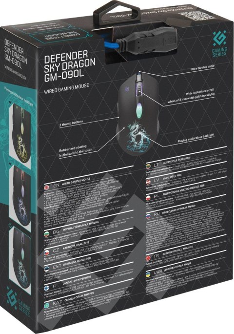 Defender DEFENDER MYSZ PRZEWODOWA SKY DRAGON GM-090L OPTIC 3200DPI 6P 52090 Defender DEFENDER MYSZ PRZEWODOWA SKY DRAGON GM-090L OPTIC 3200DPI 6P 52090