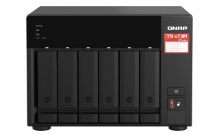 QNAP Qnap TS-673A-8G, Tower, 6 x 2.5"/3.5" SATA, AMD Ryzen V1500B 4C/8T, 8GB DDR4 (Max. 64GB), 2 x 2.5GbE, optional 10GbE, Single PSU