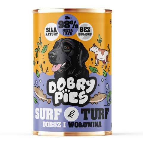 Dobry Pies DOBRY PIES Surf&Turf Dorsz i Wołowina mokra karma dla psa 400g Dobry Pies DOBRY PIES Surf&Turf Dorsz i Wołowina mokra karma dla psa 400g
