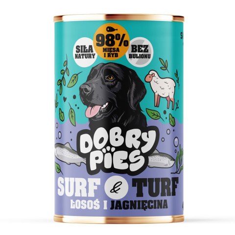 Dobry Pies DOBRY PIES Surf&Turf Łosoś i Jagnięcina mokra karma dla psa 400g Dobry Pies DOBRY PIES Surf&Turf Łosoś i Jagnięcina mokra karma dla psa 400g