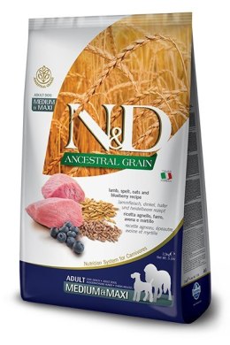 Farmina FARMINA N&D Ancestral Grain Lamb & Blueberry Adult Medium & Maxi - sucha karma dla psa - 12kg