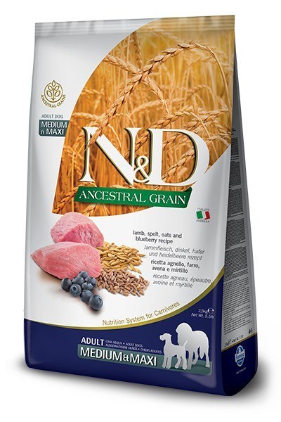 Farmina FARMINA N&D Ancestral Grain Lamb & Blueberry Adult Medium & Maxi - sucha karma dla psa - 12kg Farmina FARMINA N&D Ancestral Grain Lamb & Blueberry Adult Medium & Maxi - sucha karma dla psa - 12kg