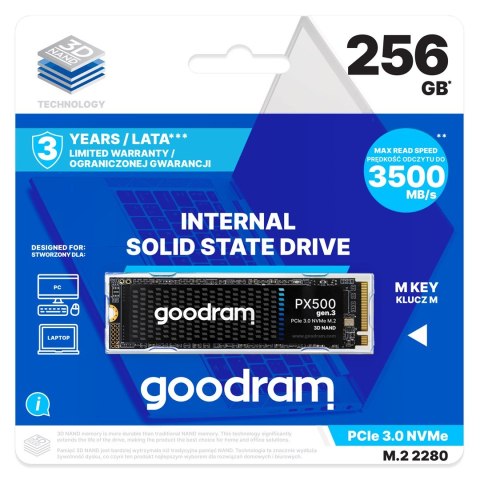GoodRam SSD GOODRAM PX500 GEN.3 PCIe 3x4 256GB M.2 2280 RET GoodRam SSD GOODRAM PX500 GEN.3 PCIe 3x4 256GB M.2 2280 RET