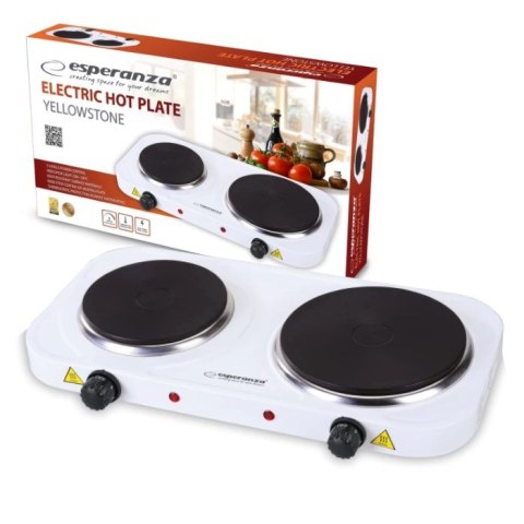 Kuchenka elektryczna Esperanza YELLOWSTONE EKH007W (Płyta elektryczna; 2 pola grzejne; 1000W, 1500W; kolor biały) Kuchenka elektryczna Esperanza YELLOWSTONE EKH007W (Płyta elektryczna; 2 pola grzejne; 1000W, 1500W; kolor biały)