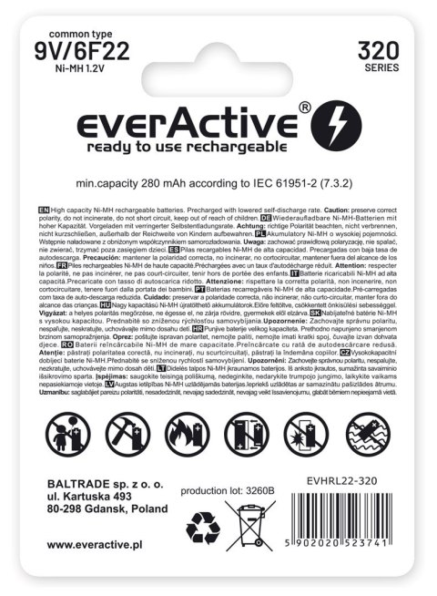 EverActive Zestaw akumulatorków everActive EVHRL22-320 (320 mah ; Ni-MH) EverActive Zestaw akumulatorków everActive EVHRL22-320 (320 mah ; Ni-MH)