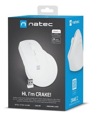 NATEC NATEC MYSZ WERTYKALNA CRAKE 2 BEZPRZEWODOWA 2400DPI BT 5.2 +2.4GHZ BIAŁA NATEC NATEC MYSZ WERTYKALNA CRAKE 2 BEZPRZEWODOWA 2400DPI BT 5.2 +2.4GHZ BIAŁA