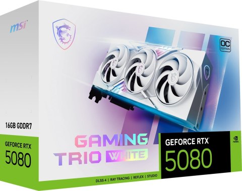 MSI Karta graficzna MSI GeForce RTX 5080 16GB GAMING TRIO OC WHITE GDDR7 MSI Karta graficzna MSI GeForce RTX 5080 16GB GAMING TRIO OC WHITE GDDR7