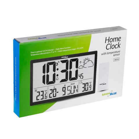 GreenBlue GREENBLUE ZEGAR ŚCIENNY LCD BARDZO DUŻY, TEMPERATURA, DATA GB218 GreenBlue GREENBLUE ZEGAR ŚCIENNY LCD BARDZO DUŻY, TEMPERATURA, DATA GB218