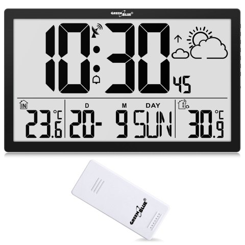 GreenBlue GREENBLUE ZEGAR ŚCIENNY LCD BARDZO DUŻY, TEMPERATURA, DATA GB218 GreenBlue GREENBLUE ZEGAR ŚCIENNY LCD BARDZO DUŻY, TEMPERATURA, DATA GB218