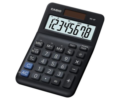 Casio Casio Kalkulator biurowy MS-8F, 8-cyfrowy, 103x147x28,8mm, czarny