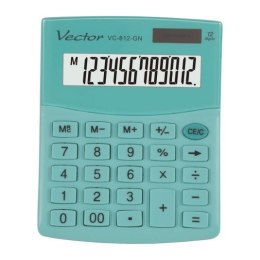 VECTOR VECTOR KALKULATOR BIUROWY SZKOLNY, KAV VC-812 GN zielony, miętowy, zasilanie Bateria / Energia słoneczna, SOLARNY