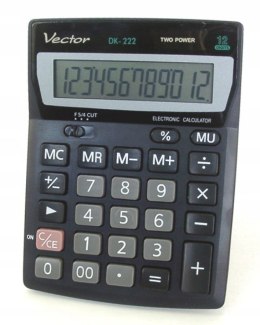 VECTOR Vector Kalkulator biurowy KAV DK-222, 12-cyfrowy, 103x137mm, czarny