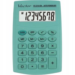 VECTOR Vector Kalkulator kieszonkow KAV VC-210 GN, 8- cyfrowy ,64x98,5mm, jasnozielony