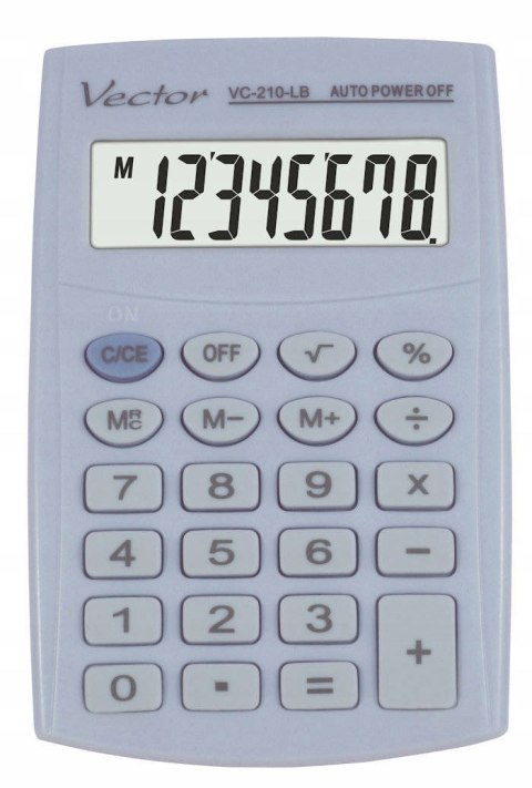 VECTOR Vector Kalkulator kieszonkow KAV VC-210 LB, 8- cyfrowy ,64x98,5mm, jasnoniebieski