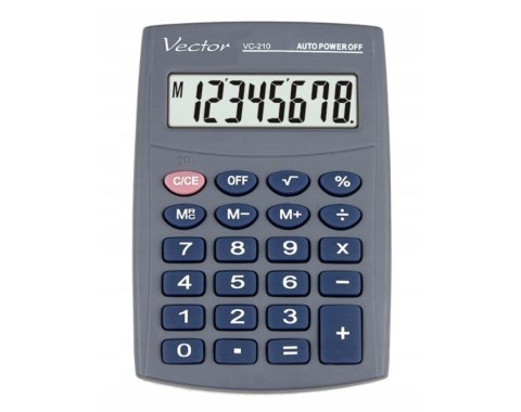 VECTOR Vector Kalkulator kieszonkow KAV VC-210III, 8- cyfrowy ,64x98,5mm, szary