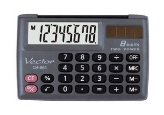 VECTOR Vector Kalkulator kieszonkowy KAV CH-861, 8-cyfrowy, 87x58mm, czarny