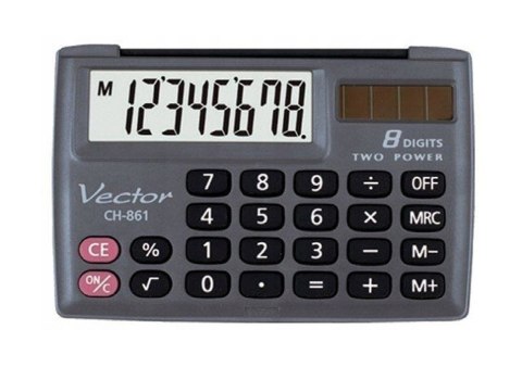 VECTOR Vector Kalkulator kieszonkowy KAV CH-861, 8-cyfrowy, 87x58mm, czarny
