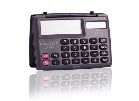 VECTOR Vector Kalkulator kieszonkowy KAV CH-861, 8-cyfrowy, 87x58mm, czarny VECTOR Vector Kalkulator kieszonkowy KAV CH-861, 8-cyfrowy, 87x58mm, czarny