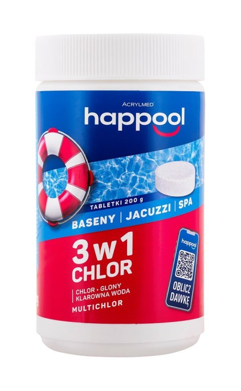 Acrylmed Acrylmed 1kg Multichlor 200g do długotrwałej dezynfekcji wody w basenie - tabletki