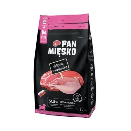 PAN MIĘSKO Pan Mięsko Cielęcina z przepiórką sucha karma dla psa chrupki XS 3kg