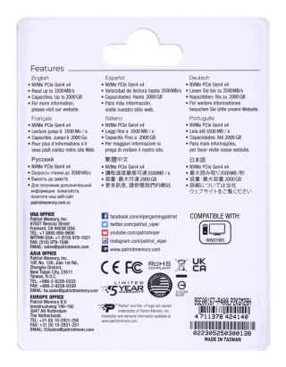 Patriot Memory SSD Patriot Viper P400 Lite M.2 PCI-Ex4 NVMe 2000GB