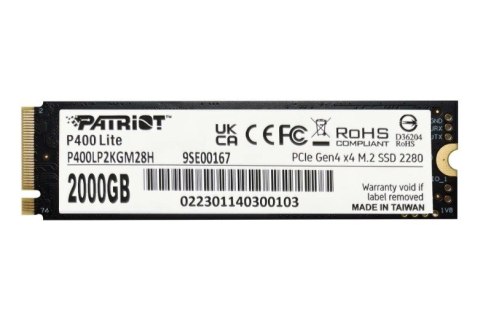 Patriot Memory SSD Patriot Viper P400 Lite M.2 PCI-Ex4 NVMe 2000GB Patriot Memory SSD Patriot Viper P400 Lite M.2 PCI-Ex4 NVMe 2000GB