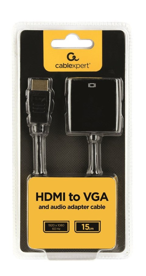 GEMBIRD Adapter GEMBIRD A-HDMI-VGA-03 (HDMI M - D-Sub (VGA) F; 0,15m; kolor czarny) GEMBIRD Adapter GEMBIRD A-HDMI-VGA-03 (HDMI M - D-Sub (VGA) F; 0,15m; kolor czarny)