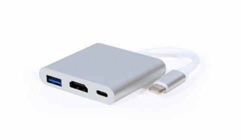 GEMBIRD GEMBIRD GEMBIRD MULTI ADAPTER USB TYP-C (M) -> USB TYP-C; USB 3.0; HDMI SREBRNY GEMBIRD GEMBIRD GEMBIRD MULTI ADAPTER USB TYP-C (M) -> USB TYP-C; USB 3.0; HDMI SREBRNY