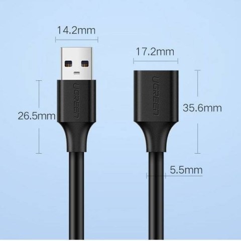 UGREEN Ugreen kabel przedłużacz przejściówka USB 3.0 (żeński)-USB 3.0 (męski) 2m US129 (czarny) UGREEN Ugreen kabel przedłużacz przejściówka USB 3.0 (żeński)-USB 3.0 (męski) 2m US129 (czarny)