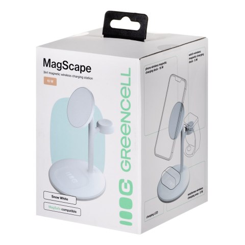 Green Cell GREEN CELL ŁADOWARKA INDUKCYJNA - STOJAK GC MAGSCAPE 3W1 MAGSAFE MAGNETYCZNA BIAŁA Green Cell GREEN CELL ŁADOWARKA INDUKCYJNA - STOJAK GC MAGSCAPE 3W1 MAGSAFE MAGNETYCZNA BIAŁA