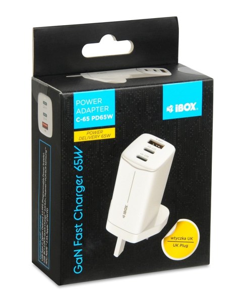 IBOX ŁADOWARKA SIECIOWA I-BOX C-65 GAN PD65W KABEL, BIAŁA IBOX ŁADOWARKA SIECIOWA I-BOX C-65 GAN PD65W KABEL, BIAŁA