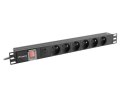 Lanberg LANBERG LISTWA ZASILAJĄCA RACK PDU 19" (1U, 16A, 6X 230V PL, 2M, CZARNA) PDU-06E-0200-BK