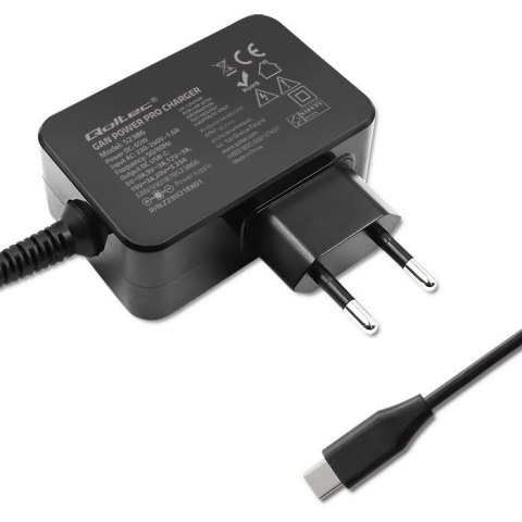Qoltec QOLTEC ŁADOWARKA GAN POWER PRO | 1XUSB-C | 65W | 5-20V | 3-3.25A | CZARNA Qoltec QOLTEC ŁADOWARKA GAN POWER PRO | 1XUSB-C | 65W | 5-20V | 3-3.25A | CZARNA