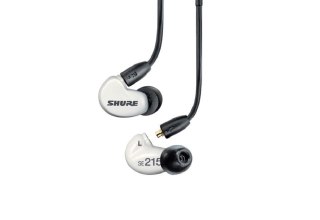 SHURE Shure SE215DYWH+UNI-EFS - Słuchawki douszne AONIC215 z pojedynczym przetwornikiem i kablem 3.5mm (białe)