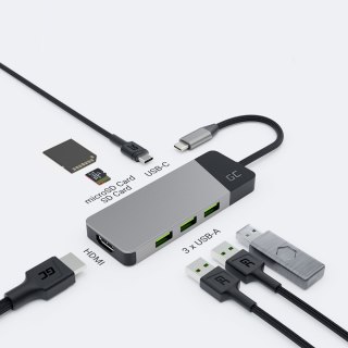 Green Cell GREEN CELL HUB USB-C ADAPTER GC CONNECT 7W1 (3XUSB 3.1, HDMI 4K 60HZ, USB-C PD 85W, MICROSD/SD)