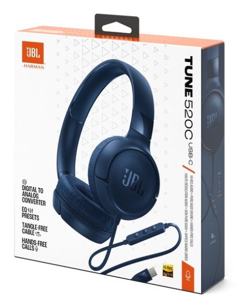 JBL Słuchawki nauszne JBL Tune520C USB-C Blue JBL Słuchawki nauszne JBL Tune520C USB-C Blue