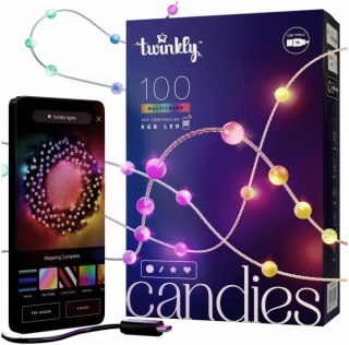 Twinkly Twinkly Candies - 100 Lampki w kształcie pereł RGB LEDs, zielony przewód, USB-C