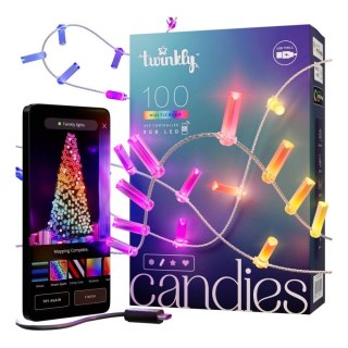 Twinkly Twinkly Candies - 100 Lampki w kształcie świeczki RGB LEDs, przezroczysty przewód, USB-C