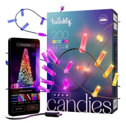 Twinkly Twinkly Candies - 200 Lampki w kształcie świeczki RGB LEDs, zielony przewód, USB-C