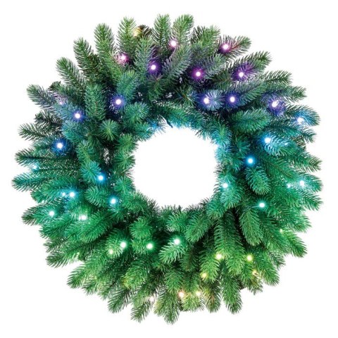 Twinkly Twinkly Wstępnie oświetlony wieniec - 50 RGB LED, Regal 24" zielony przewód, typ wtyczki C Twinkly Twinkly Wstępnie oświetlony wieniec - 50 RGB LED, Regal 24" zielony przewód, typ wtyczki C