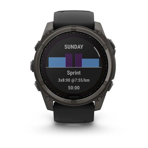 Garmin Zegarek sportowy Garmin Fenix 8 Solar Sapphire Titanium Carbon Grey DLC 51mm Czarny Garmin Zegarek sportowy Garmin Fenix 8 Solar Sapphire Titanium Carbon Grey DLC 51mm Czarny
