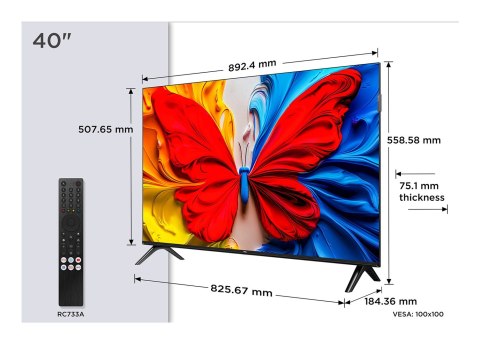 TCL Telewizor TCL 40S59K QLED 40'' Full HD Android TV Dolby Digital Plus DVB-T2 Metaliczny TCL Telewizor TCL 40S59K QLED 40'' Full HD Android TV Dolby Digital Plus DVB-T2 Metaliczny