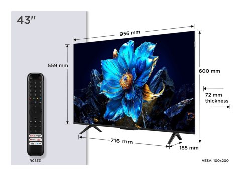 TCL Telewizor TCL 43P79K QLED 43'' 4K Ultra HD Google TV Dolby Vision DVB-T2 Metaliczny TCL Telewizor TCL 43P79K QLED 43'' 4K Ultra HD Google TV Dolby Vision DVB-T2 Metaliczny