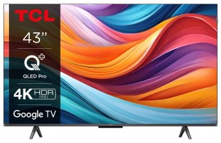 TCL Telewizor TCL 43T7B QLED 43'' 4K Ultra HD Google TV Dolby Atmos DVB-T2 Czarny