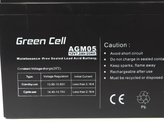 Green Cell GREEN CELL AKUMULATOR ŻELOWY AGM05 12V 7,2AH