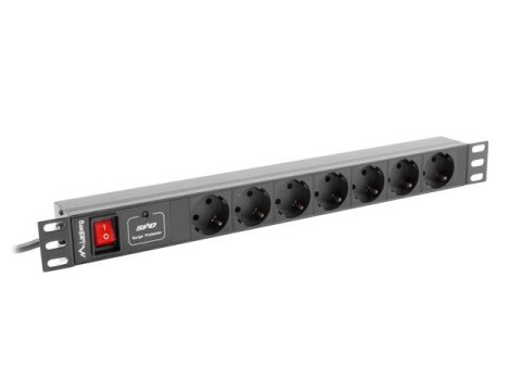 Lanberg Listwa RACK, zasilająca Lanberg PDU-07F-0200-IEC-BK (7 x UTE; 10 A; 2m; kolor czarny)