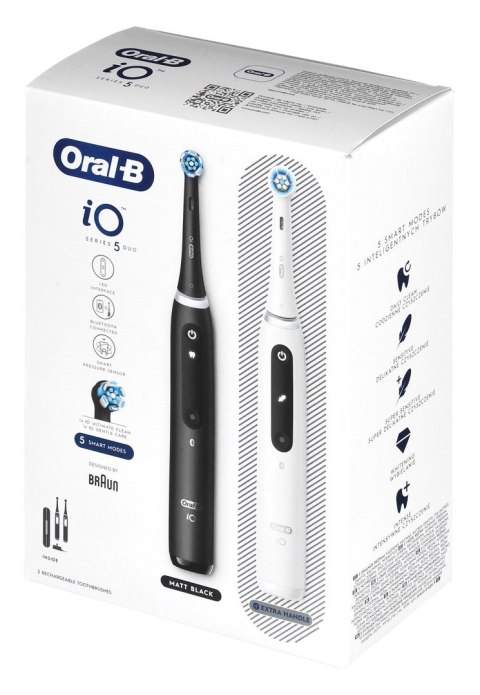 Braun Braun Szczoteczka elek.Oral-B iO5 Duo Matt Black/Quite White Braun Braun Szczoteczka elek.Oral-B iO5 Duo Matt Black/Quite White
