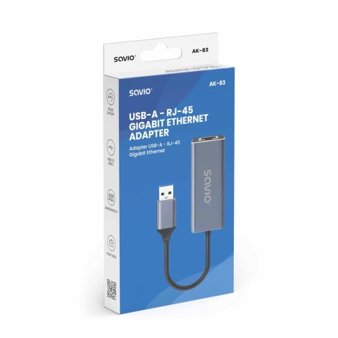 SAVIO SAVIO ADAPTER USB-A - RJ-45 GIGABIT ETHERNET AK-83 SAVIO SAVIO ADAPTER USB-A - RJ-45 GIGABIT ETHERNET AK-83