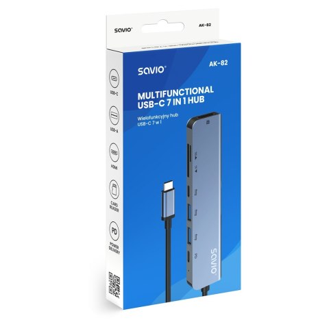 SAVIO SAVIO HUB USB-C 7 W 1 AK-82 SAVIO SAVIO HUB USB-C 7 W 1 AK-82