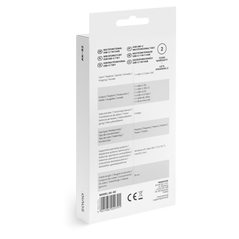 SAVIO SAVIO HUB USB-C 7 W 1 AK-82 SAVIO SAVIO HUB USB-C 7 W 1 AK-82